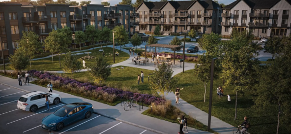 Modern architectural design of Northside Towns in Guelph.
